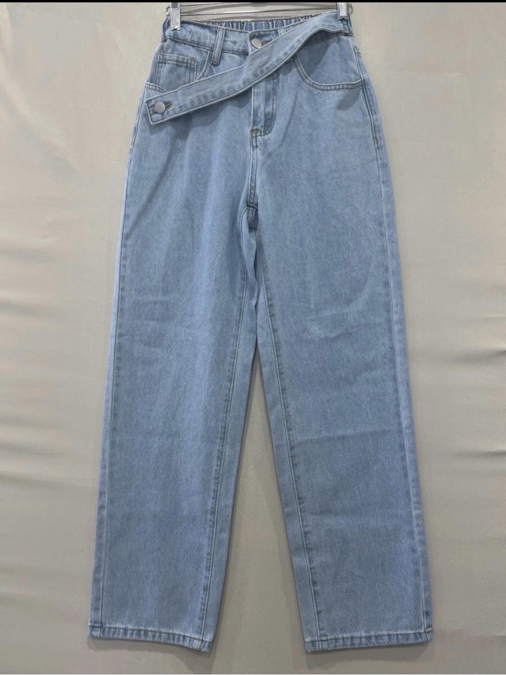 Light Blue Wide Leg Jeans with Wrap Belt
